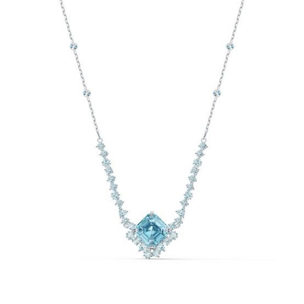 SWAROVSKI NECKLACE AQUA/RHS